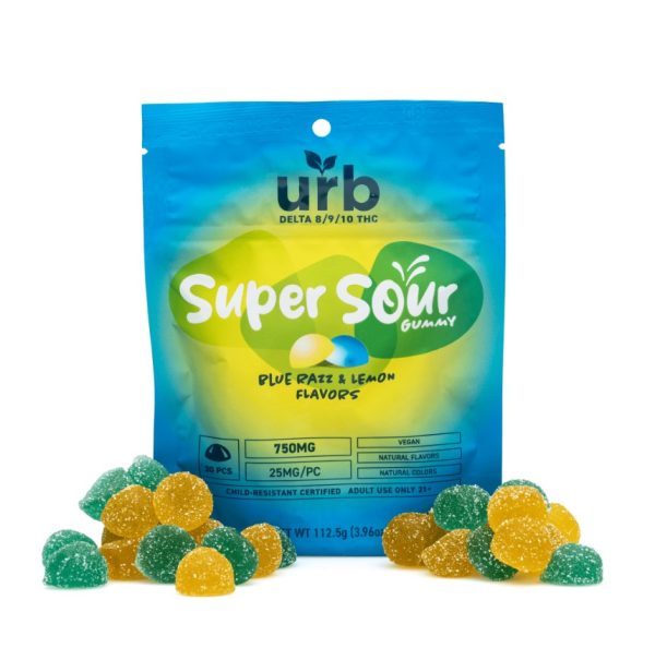 Buy Urb Delta 8 Gummies Online! Urb Delta 8 / Delta 9 / Delta 10 THC Super Sour Gummies in Blue Razz and Lemon are a delicious and potent way to experience